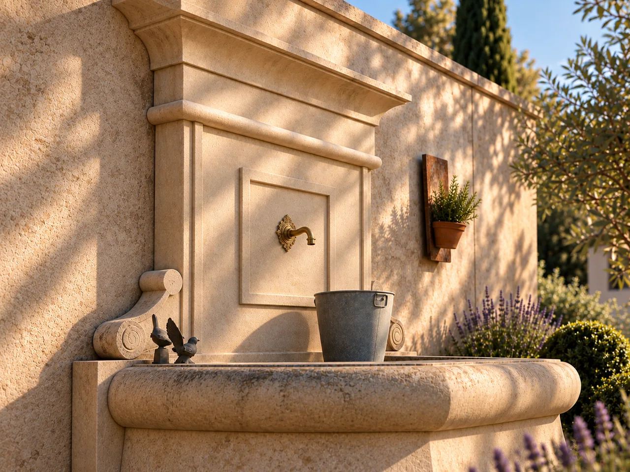 Piscine et mobilier extérieur en béton