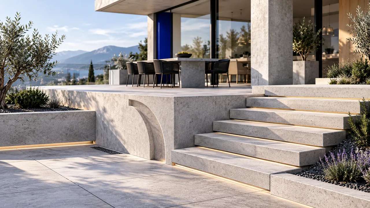 Terrasse contemporaine en béton